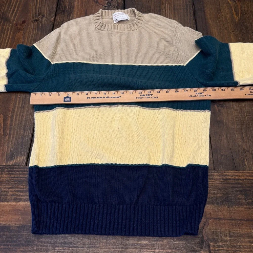 Lord Jeff Vintage Mens Large Colorblock‎ Cotton Crewneck Sweater Made in USA 90s